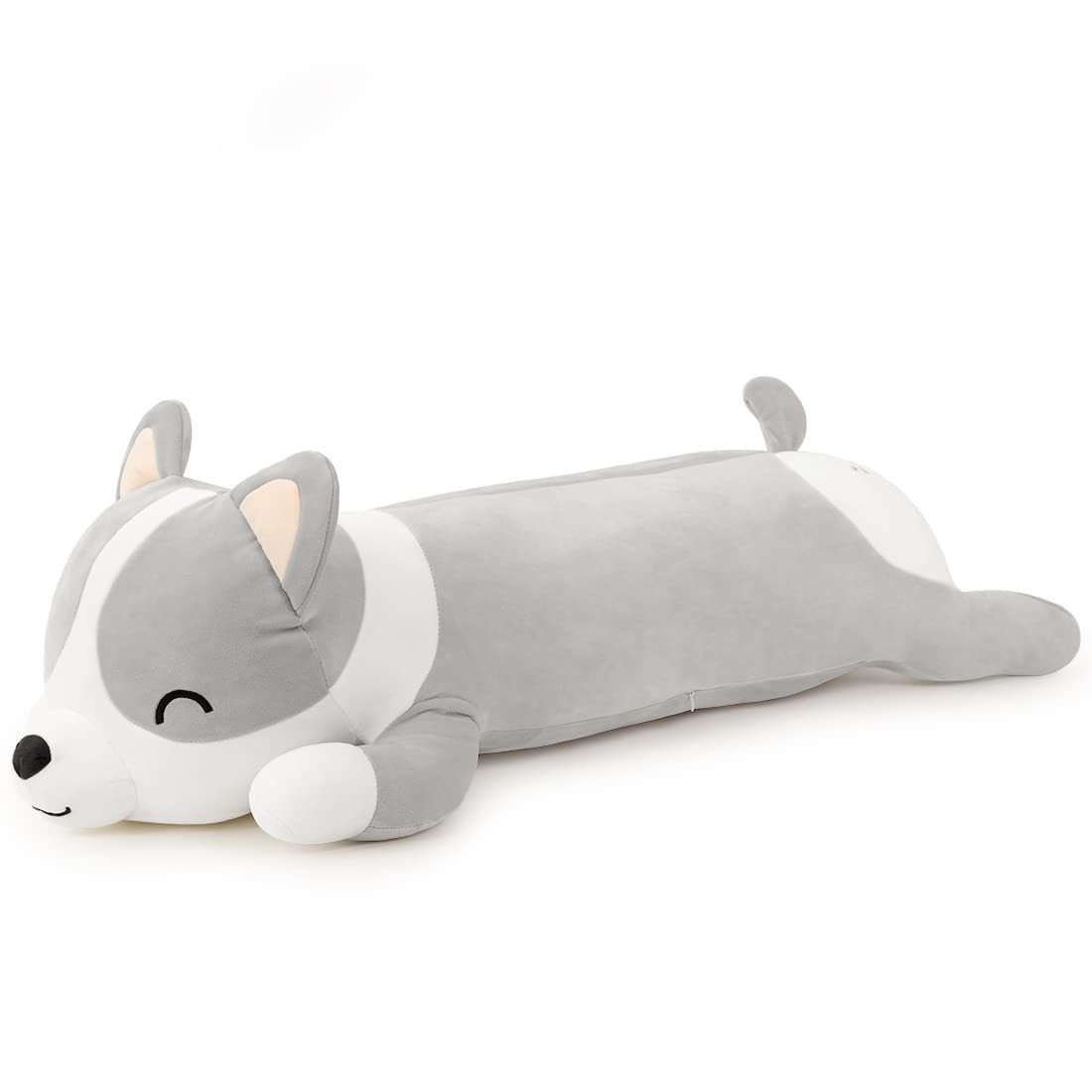 Miaohaha Plush Long Corgi Toy Cute Soft Stuffed Animal Corgi Doll Kids Plush Toy Pillow Gift For Kids And Girls(Gray, 80Cm/31.4I